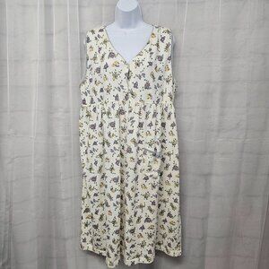 Floral Sleeveless Nightgown - Cream